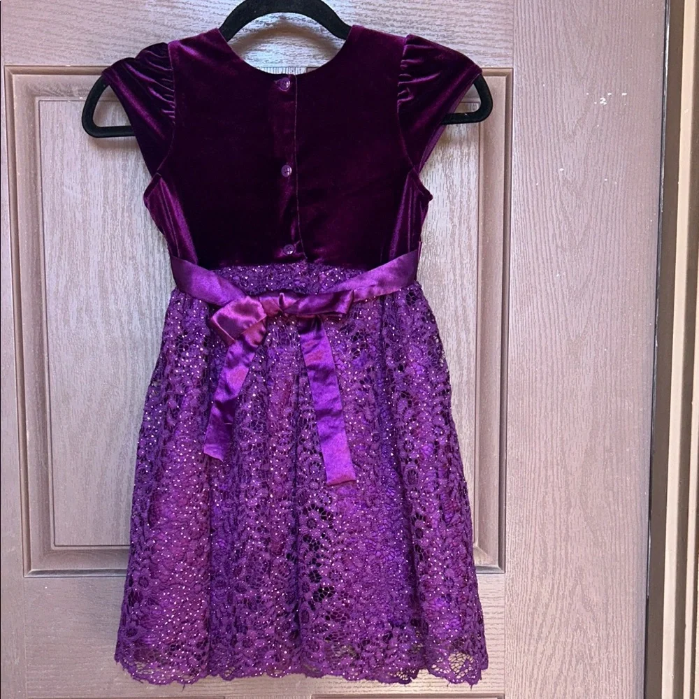 Jona Michelle Velvet and Lace Purple Kids Dress - Picture 4 of 15